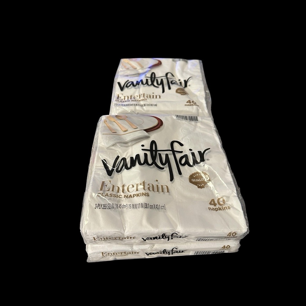 Lot of 4 Vanity Fair Entertain White Dinner Napkins 40 Ct 3-Ply 160 Total